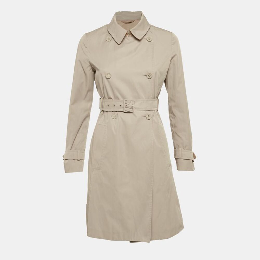 Max Mara Studio Beige Gabardine Double Breasted Coat S